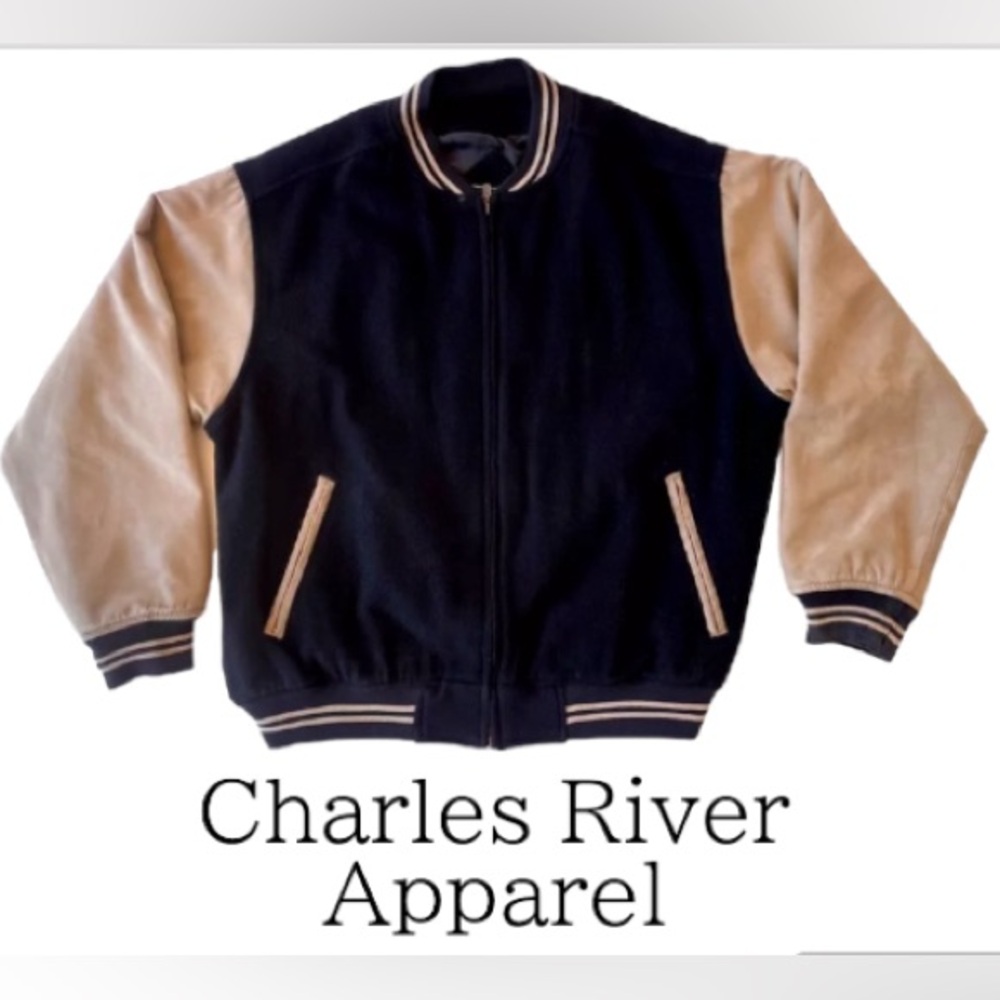 Fabulous XL Charles River Oversized Wool Blend Varsity Bomber Style Jacket
